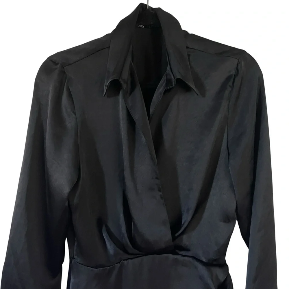 Zara Black Satin Dress Size S - Picture 6 of 9